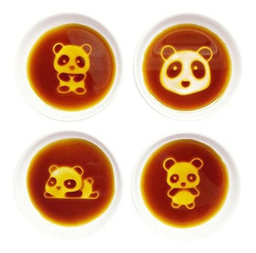 Platos - Mathew 4pcs Panda Relief Ceramic Sauce Dish Seasoni