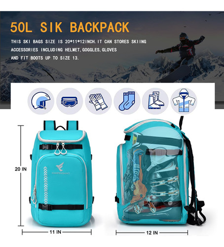 Bolsa Para Botas De Esquí, Mochila De Viaje De 50 Litros, Bo