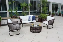 Comprar Conjunto de Sofá Náutico com Corda e Alumínio Arte Mobiliário Summer Cor Marrom