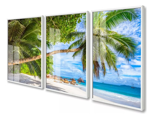 Quadros Decorativos Praia Coqueiro Paisagem 50x70 Com Vidro