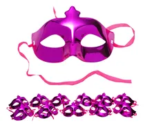 Comprar Valo Concept 12 Antifaces Media Cara De Plástico Dorado Color Fucsia Antifaz Liso