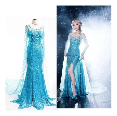 Vestido Frozen Para Adulto, Princesa Elsa, Halloween, 3 Unid