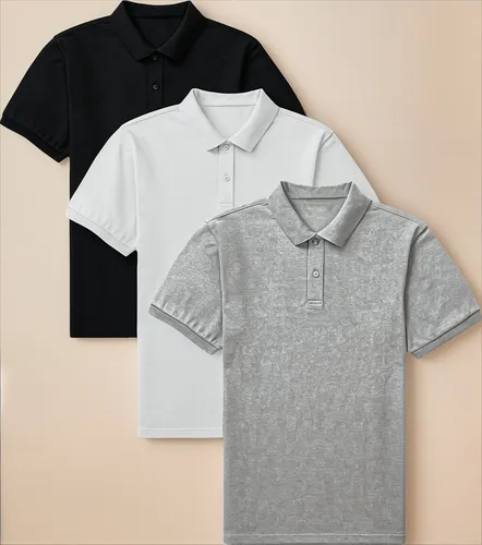 Kit 3 Camisa Polo Masculina Basica Camiseta Lisa