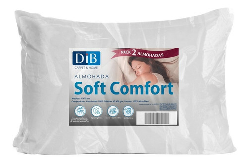 Pack 2 Almohadas Dib Soft Comfort 50x70 Color Blanco