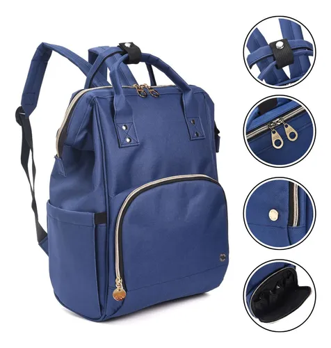 Mochila Maternal Impacto Bolso + Cambiador Bebe Mama Azul