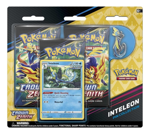 Pokemon Crown Zenith Tripack Pin Blister Inteleon Español