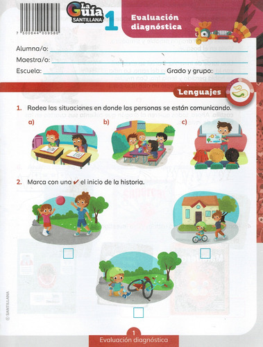 Guía Santillana 1° Pública Kit C/4 Libro + Exámenes 2025-26