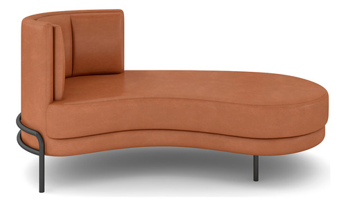 Sofá Chaise Longue Sala de Estar Living Lucca Direito D02 Couríssimo Camel B-14
