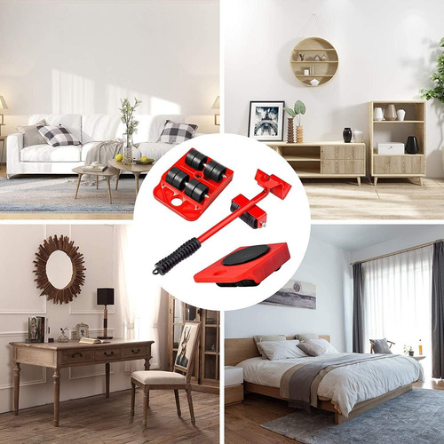 4 Bases Con Llantas Y Mini Gato Para Mover Cosas Pesadas 4 Ruedas para Mover Muebles Pesazdos, Base para Mover Muebles Pesados, Adecuado para Sofás y Refrigeradores, hasta 150 kg