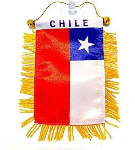 Pack 6 Mini Bandera De Chile Colgante Con Ventosa