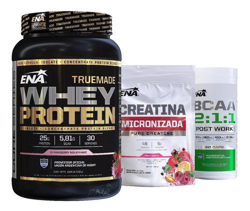 Combo Ena Crecimiento Muscular Proteina + Creatina + Bcaa