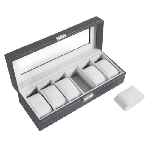 Relojes De Ohuhu 6 Ranura Cuero Caja Pantalla Organizador De