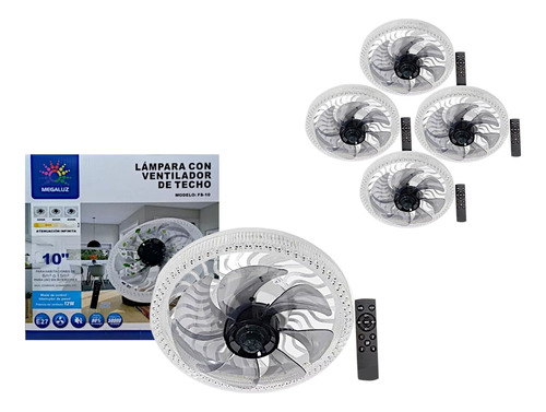 Lampara Led Foco Ventilador Control 10 PuLG E27 34w 4 Pzas