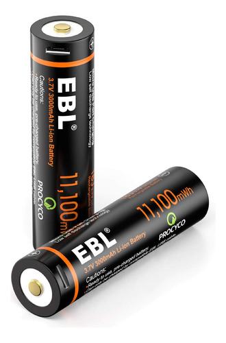 Ebl - Pilas Recargables De Iones De Litio De 3.7v 3000mah 18