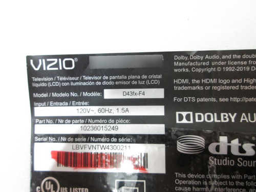 Tarjeta Main Vizio D43fx-f4 Tp.mt5581.pb756 (Usado)