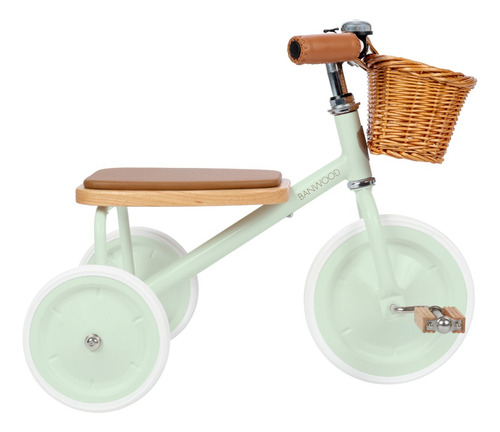 Triciclo + Accesorios Y Barra De Empuje Desmontable Banwood Color Verde Claro
