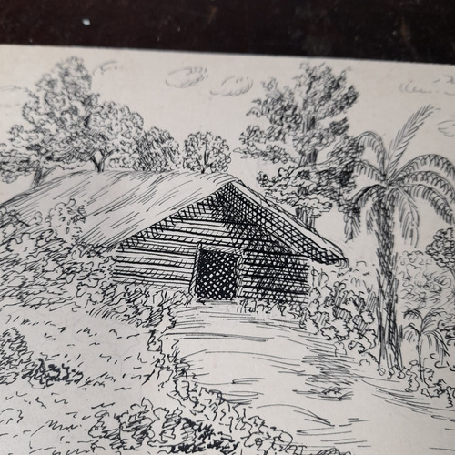 Imagem 4 de 6 de Desenho Nanquim Bico De Pena Datado 1953 Antigo Sem Moldura