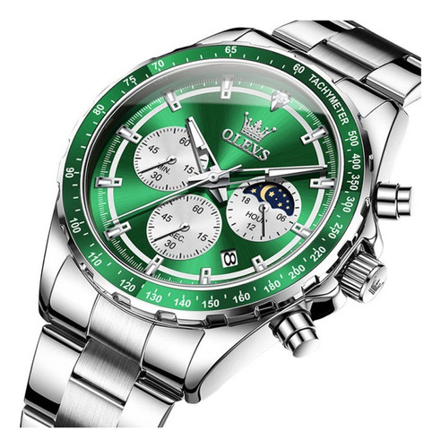Reloj De Acero Inoxidable 2945 Chronograph Luminous Para Hom