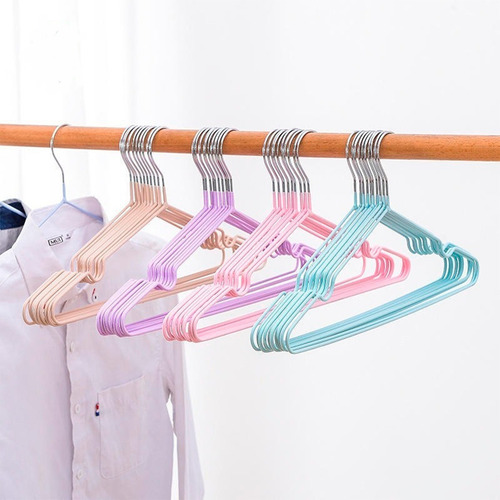 Imagen 8 de 9 de Perchas Metálicas Acero Galvanizado Engomado Colores X 10un