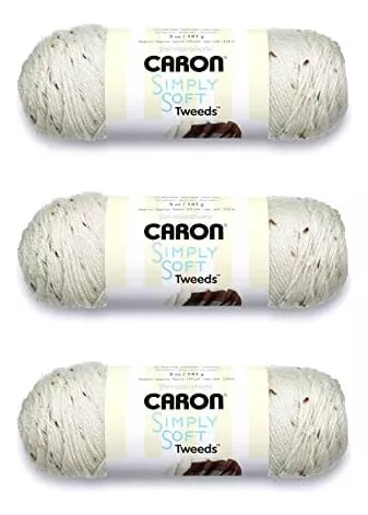 Caron Simply Soft Tweeds Yarn-Off White, Multipack Of 3 