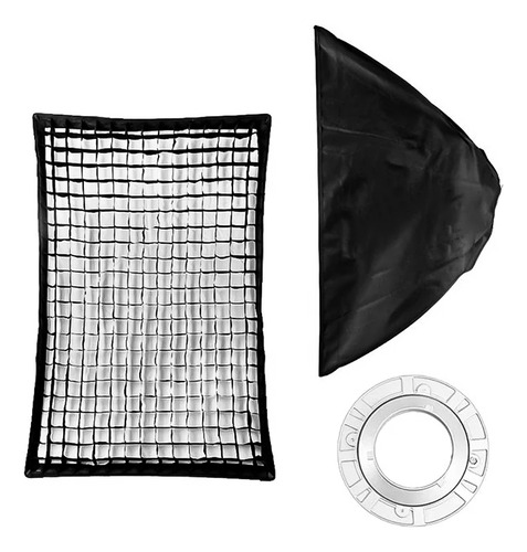Softbox Com Grid E Difusora 80x120cm Conexão Bowens P/ Flash