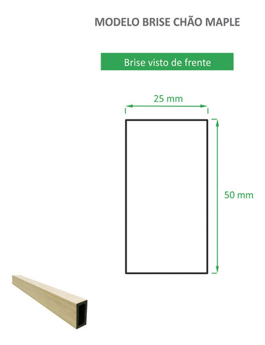 Brise Divisória Área Externa Wpc Maple 2,90m X 2,5cm X 5,0cm
