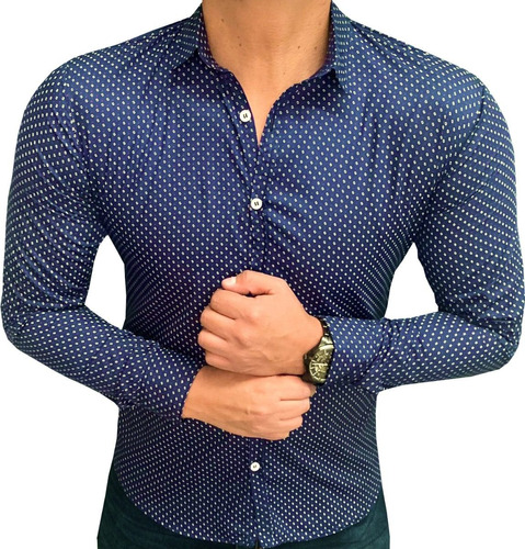 Camisa Vestir Casual Manga Larga Caballero Slim Fit Hombre