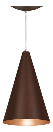 Luminária Pendente Cone M 15,5cm Diâm. X 22cm Alt. Cor Marrom Textura X Cobre Solido