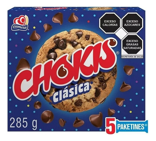 3 Pza Galletas Gamesa Chokis Clásica Con Chispas Sabor Choco