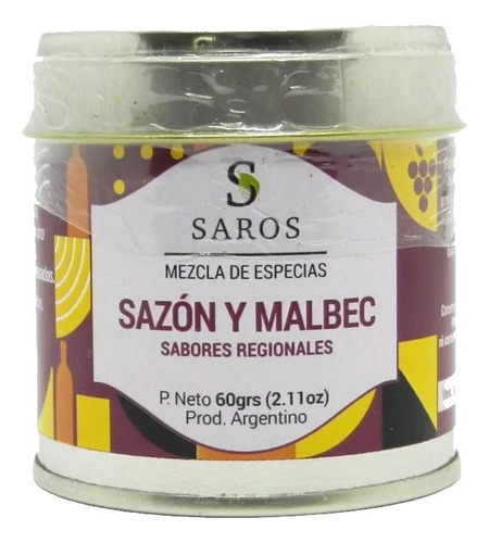 Blend De Especias Saros Sazon Y Malbec X 55 Grs