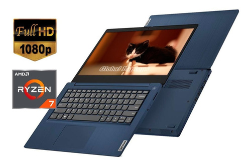 Ultrabook  gamer  Lenovo Laptop 82KT azul 14", AMD Ryzen 5700U 8GB de RAM 512GB SSD, AMD Radeon Graphics 1920x1080px Windows Home