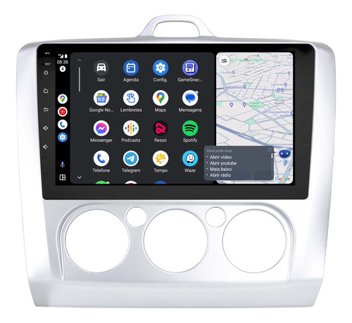 Multimidia Focus 08/13 9p Android 14.0 2gb Voz Carplay Qled