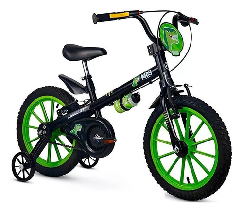 Bicicleta Infantil Aro 16 Kids Dinossauro - Com Rodinhas Cor Verde