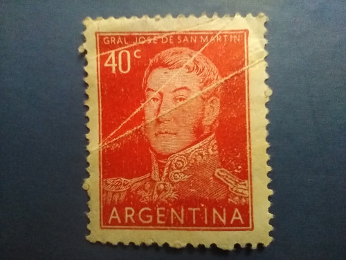 Estampilla Argentina Gral. San Martín De 40 Centavos De Peso