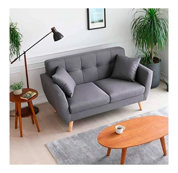 Sillones Love Seat Cordelia Lino Gris Sofa Salas Sillon