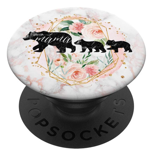 Mama Bear Dos Cubs Twins Faux Rose Gold Marble Floral Mom - 