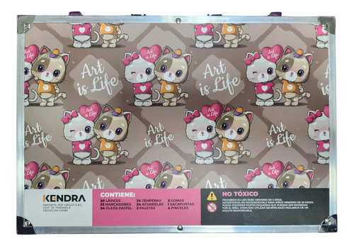 Set De Arte Infantil Love Kitty Maletin De Aluminio 145 Piez
