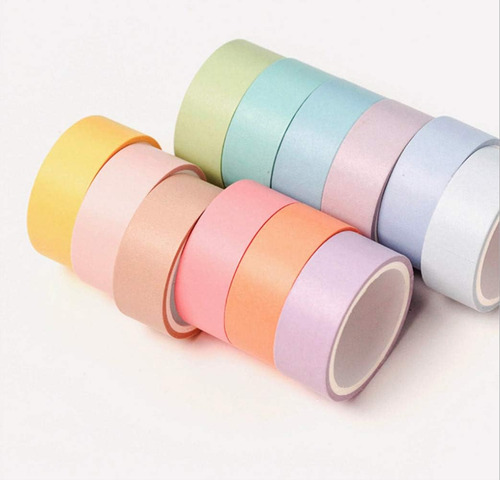 Yubbaex Washi Tape 12 Rollos Color Arcoiris Set De Cintas...