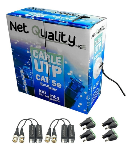 Cable Utp 100m Exterior 4 Pares Kit Para 4 Cámaras Seguridad