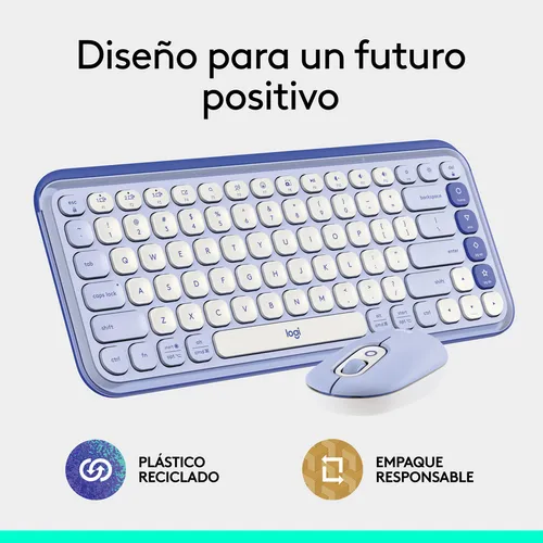 Combo Teclado Y Mouse Logitech Pop Icon, Español, Lila