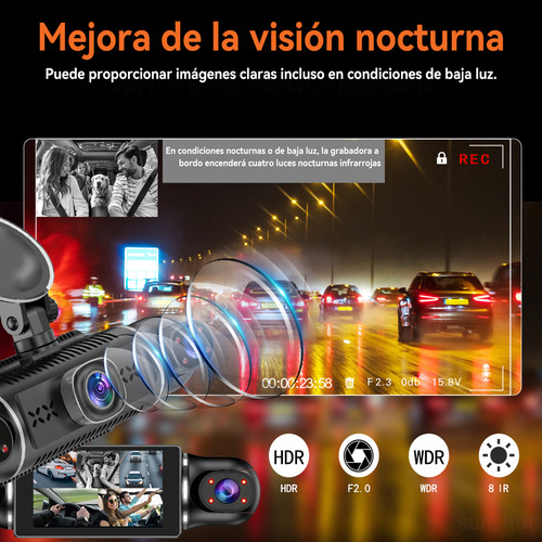 1080p Camera For Auto Dash Cam 5 Camera Gps Wifi App + 64 gb Passengers Monitoring In The Automóvil