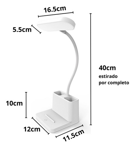 Imagen 8 de 9 de Lámpara De Escritorio Led Inalámbrico Táctil Recargable Usb
