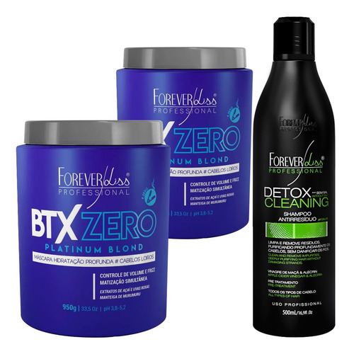 Kit Matizador Forever Liss Shampoo E 2 Botox Platinum Blond