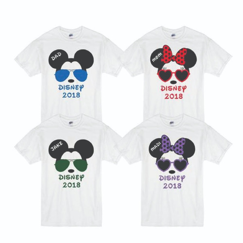  5 Playeras Blancas  Viaje Familia Disney, Mickey Y Minnie 