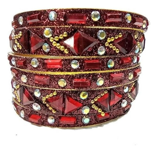 Conjunto De Pulseiras Indianas Vermelha 7 Cm