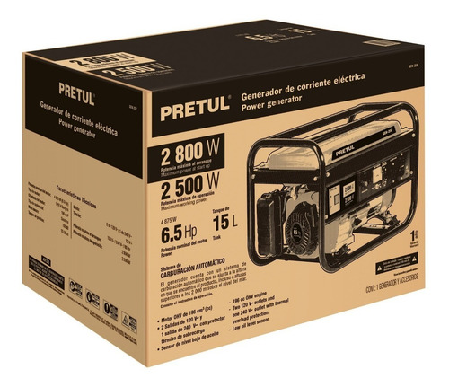 Imagen 4 de 7 de Generador Electrico Planta Luz Gasolina 2500 W Pretul 26034