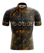 Comprar Jersey Ciclismo Maillot Manga Corta Panal Café Bici Mtb