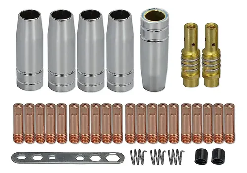 Kit 14 Pièces Pointes De Contact Et Buses MIG/MAG – 0.8mm, Filetage M6, Cuivre, Pour Torches 14AK/MB14 Et 15AK/MB15