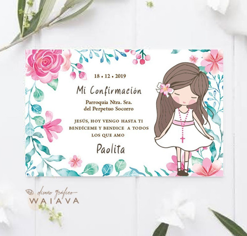 Imagen 5 de 10 de Estampas Confirmación Tarjetas Nenas Horizontal X 3u
