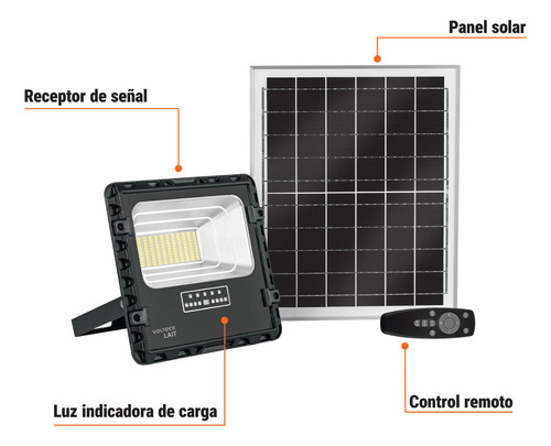 Reflector Led 60 W con panel solar, luz de día, 6500K Volteck REF-503SL